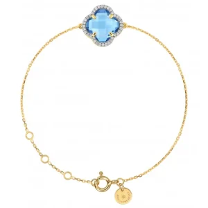 Morganne Bello Bracelet-BRACELET VICTORIA DIAMANTS TOPAZE (swiss blue) + DIAMANTS OR JAUNE