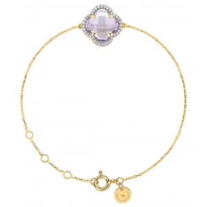 Morganne Bello Bracelet-BRACELET VICTORIA DIAMANTS AMETHYSTE ROSE + DIAMANTS OR JAUNE