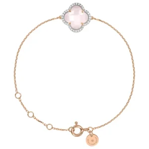 Morganne Bello Bracelet-BRACELET VICTORIA DIAMANTS QUARTZ ROSE MILKY + DIAMANTS OR ROSE