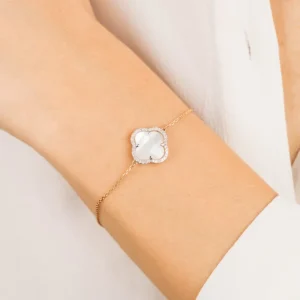 Morganne Bello Bracelet-BRACELET VICTORIA DIAMANTS NACRE BLANCHE + DIAMANTS OR JAUNE