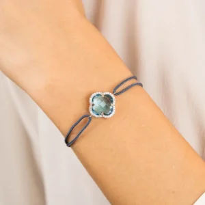 Morganne Bello Bracelet-BRACELET VICTORIA DIAMANT CORDON BLEU JEAN TOPAZE (swiss blue) OR JAUNE