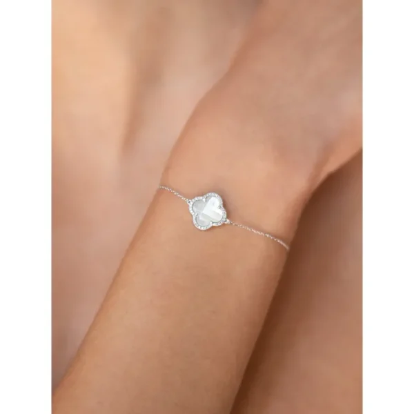 Morganne Bello Bracelet-BRACELET VICTORIA DIAMANTS NACRE BLANCHE + DIAMANTS OR BLANC