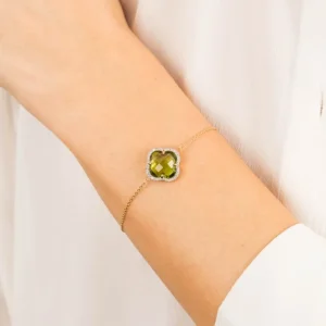 Morganne Bello Bracelet-BRACELET VICTORIA DIAMANTS PERIDOT + DIAMANTS OR JAUNE