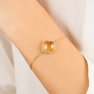 Morganne Bello Bracelet-BRACELET VICTORIA DIAMANTS CITRINE + DIAMANTS OR JAUNE