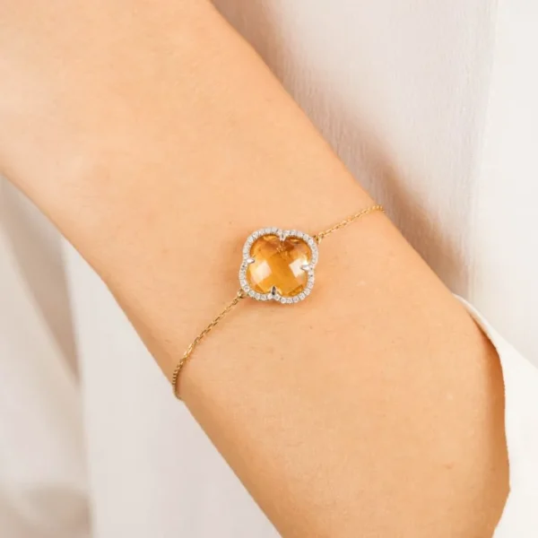 Morganne Bello Bracelet-BRACELET VICTORIA DIAMANTS CITRINE + DIAMANTS OR JAUNE