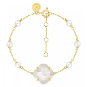 Morganne Bello Bracelet-BRACELET VICTORIA PERLES ET NACRE BLANCHE OR JAUNE