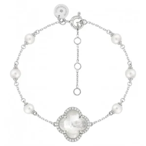 Morganne Bello Bracelet-BRACELET VICTORIA PERLES ET NACRE BLANCHE + DIAMANTS OR BLANC