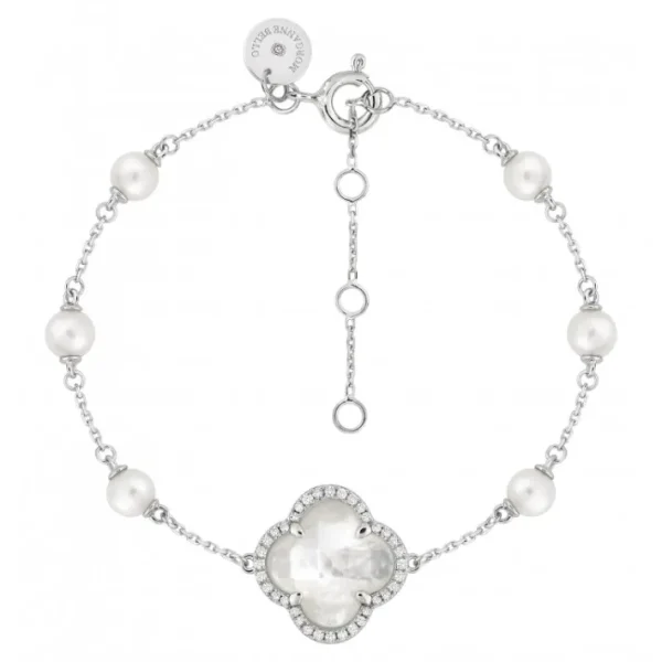 Morganne Bello Bracelet-BRACELET VICTORIA PERLES ET NACRE BLANCHE + DIAMANTS OR BLANC