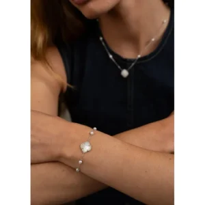 Morganne Bello Bracelet-BRACELET VICTORIA PERLES ET NACRE BLANCHE + DIAMANTS OR BLANC