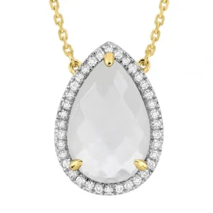 Morganne Bello Collier-COLLIER ALMA NACRE BLANCHE ET DIAMANTS OR JAUNE