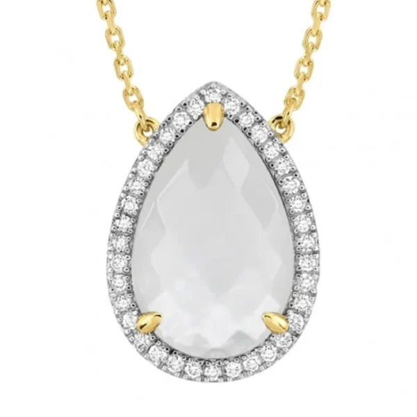 Morganne Bello Collier-COLLIER ALMA NACRE BLANCHE ET DIAMANTS OR JAUNE