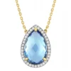 Morganne Bello Collier-COLLIER ALMA TOPAZE SWISS BLUE ET DIAMANTS OR JAUNE