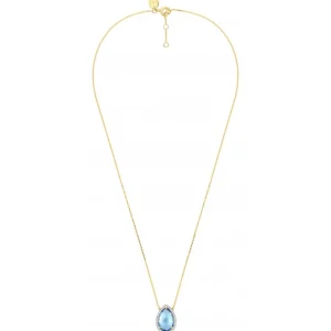 Morganne Bello Collier-COLLIER ALMA TOPAZE SWISS BLUE ET DIAMANTS OR JAUNE