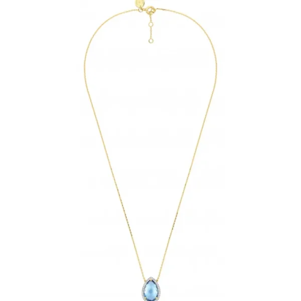 Morganne Bello Collier-COLLIER ALMA TOPAZE SWISS BLUE ET DIAMANTS OR JAUNE