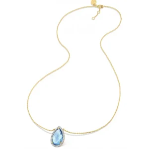 Morganne Bello Collier-COLLIER ALMA TOPAZE SWISS BLUE ET DIAMANTS OR JAUNE