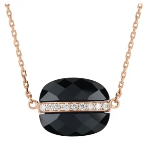 Morganne Bello Collier-COLLIER AURORE ONYX ET DIAMANTS OR ROSE