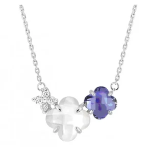 Morganne Bello Collier-COLLIER BOUQUET NACRE BLANCHE ET IOLITE + DIAMANTS OR BLANC