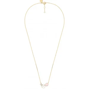 Morganne Bello Collier-COLLIER BOUQUET NACRE BLANCHE ET QUARTZ ROSE + DIAMANTS OR JAUNE