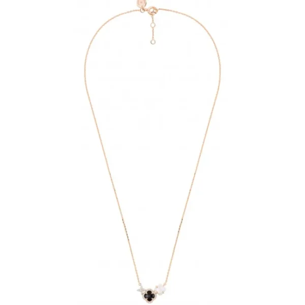 Morganne Bello Collier-COLLIER BOUQUET ONYX & DIAMANTS ET NACRE BLANCHE + DIAMANTS OR ROSE