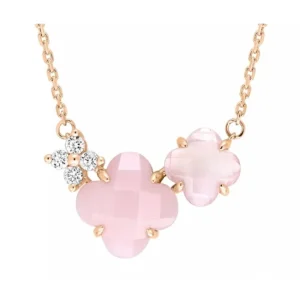 Morganne Bello Collier-COLLIER BOUQUET OPALE ET QUARTZ ROSE + DIAMANTS OR ROSE