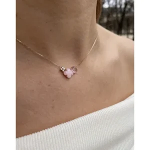 Morganne Bello Collier-COLLIER BOUQUET OPALE ET QUARTZ ROSE + DIAMANTS OR ROSE