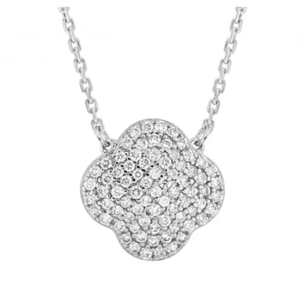Morganne Bello Collier-COLLIER CHANCE DIAMANTS SERTIS OR BLANC
