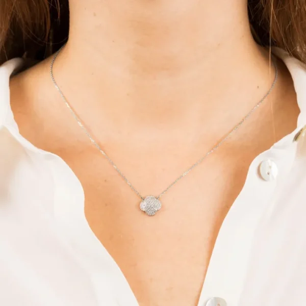Morganne Bello Collier-COLLIER CHANCE DIAMANTS SERTIS OR BLANC