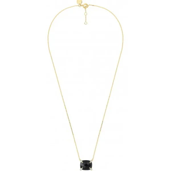 Morganne Bello Collier-COLLIER ONYX COUSSIN + DIAMANTS OR JAUNE