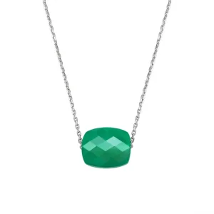 Morganne Bello Collier-COLLIER OR BLANC COUSSIN AGATE VERTE
