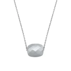 Morganne Bello Collier-COLLIER OR BLANC COUSSIN PIERRE DE LUNE GRISE