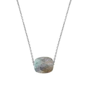 Morganne Bello Collier-COLLIER OR BLANC COUSSIN LABRADORITE