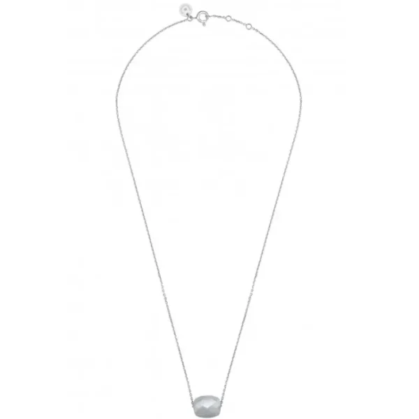 Morganne Bello Collier-COLLIER OR BLANC COUSSIN PIERRE DE LUNE GRISE