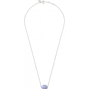Morganne Bello Collier-COLLIER OR BLANC COUSSIN AGATE BLEUE DENTELLE