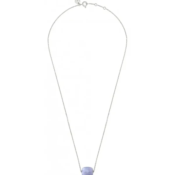 Morganne Bello Collier-COLLIER OR BLANC COUSSIN AGATE BLEUE DENTELLE