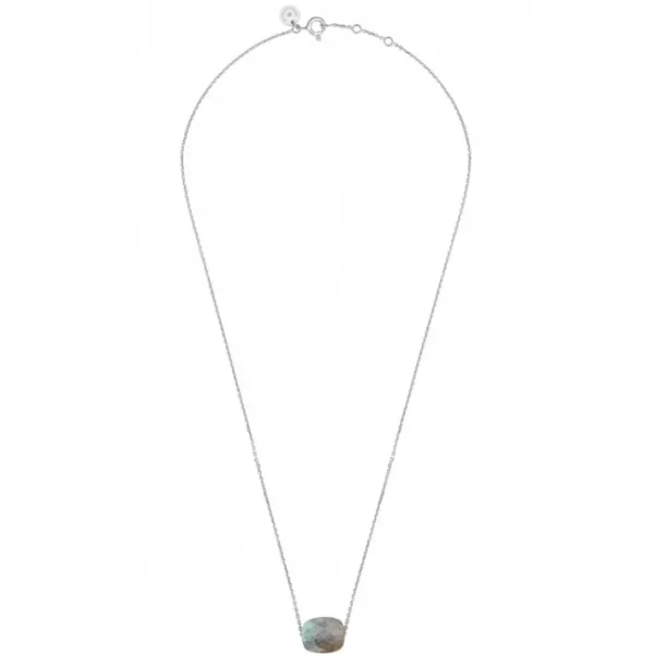 Morganne Bello Collier-COLLIER OR BLANC COUSSIN LABRADORITE