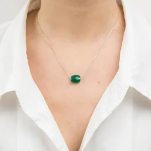 Morganne Bello Collier-COLLIER OR BLANC COUSSIN AGATE VERTE