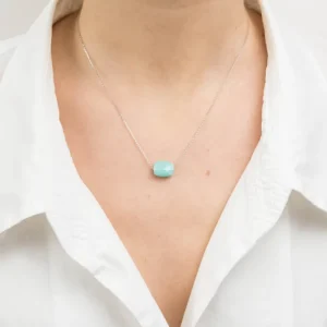 Morganne Bello Collier-COLLIER OR BLANC COUSSIN AMAZONITE