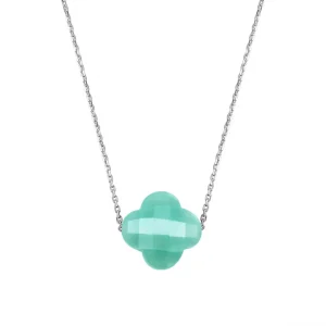 Morganne Bello Collier-COLLIER OR BLANC TREFLE AMAZONITE