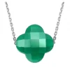 Morganne Bello Collier-COLLIER OR BLANC TREFLE AGATE VERTE