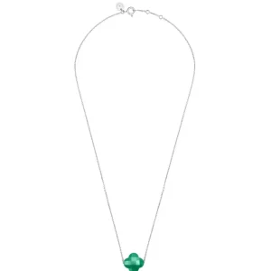 Morganne Bello Collier-COLLIER OR BLANC TREFLE AGATE VERTE