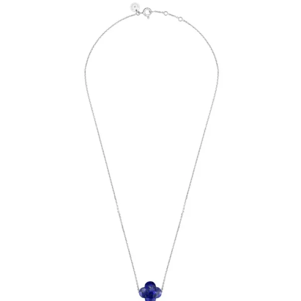 Morganne Bello Collier-COLLIER OR BLANC TREFLE LAPIS LAZULI