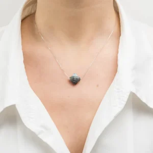 Morganne Bello Collier-COLLIER OR BLANC TREFLE LABRADORITE