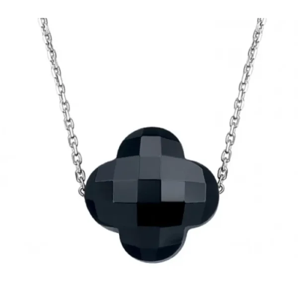 Morganne Bello Collier-COLLIER OR BLANC TREFLE ONYX