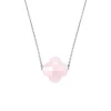 Morganne Bello Collier-COLLIER OR BLANC TREFLE QUARTZ ROSE POUDRE