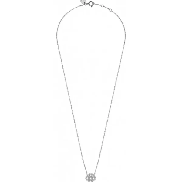 Morganne Bello Collier-COLLIER OR BLANC TRÈFLE DIAMANTS