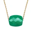 Morganne Bello Collier-COLLIER OR JAUNE COUSSIN AGATE VERTE