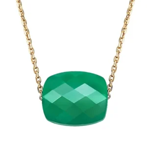 Morganne Bello Collier-COLLIER OR JAUNE COUSSIN AGATE VERTE