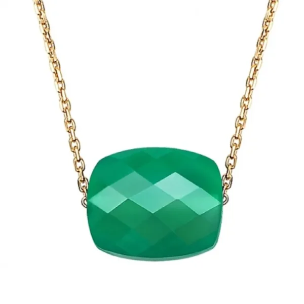 Morganne Bello Collier-COLLIER OR JAUNE COUSSIN AGATE VERTE