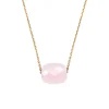 Morganne Bello Collier-COLLIER OR JAUNE COUSSIN QUARTZ ROSE POUDRE