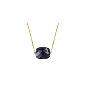 Morganne Bello Collier-COLLIER OR JAUNE COUSSIN PIETERSITE BLEUE
